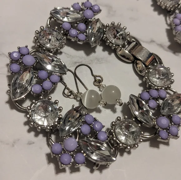 Statement necklace bracelet and earrings set - Picture 2 of 5